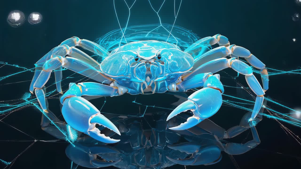 Futuristic Blue Crab Digital Art