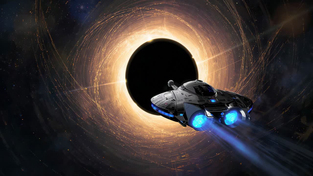 Spaceship traveling near a black hole