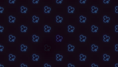blue neon clubs card pattern in retro style