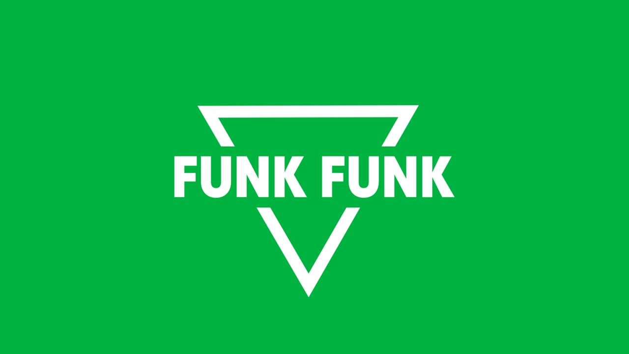 Animatie van funktekst in herhaling op een zwarte achtergrond