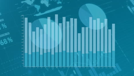 animación de diversos gráficos y datos financieros en fondo verde