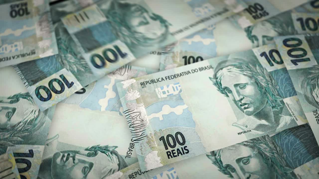 real brasileño, reai creciente pila de dinero bucle sin costuras