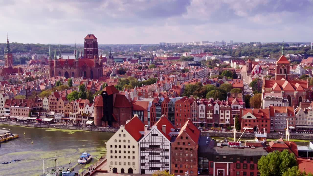 Aerial View of Gdansk's Old Town, Poland