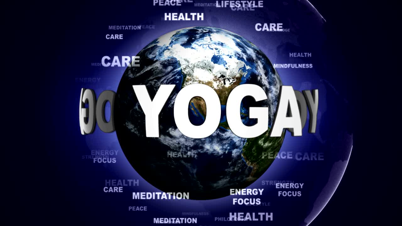 요가 텍스트 애니메이션과 지구, 루프