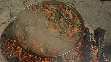 valencian paella on a large skillet