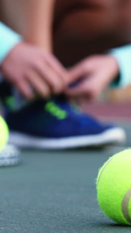 primer plano de una pelota de tenis en la cancha