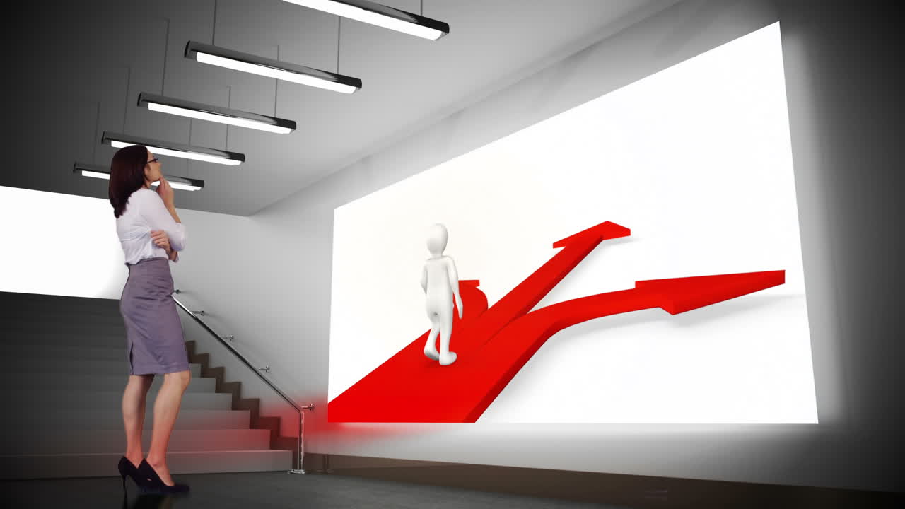 Businesswoman looking at decision animation