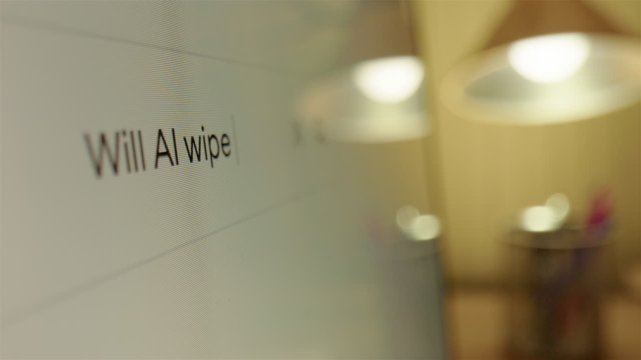 Search term on internet browser search bar asking whether AI will wipe us out