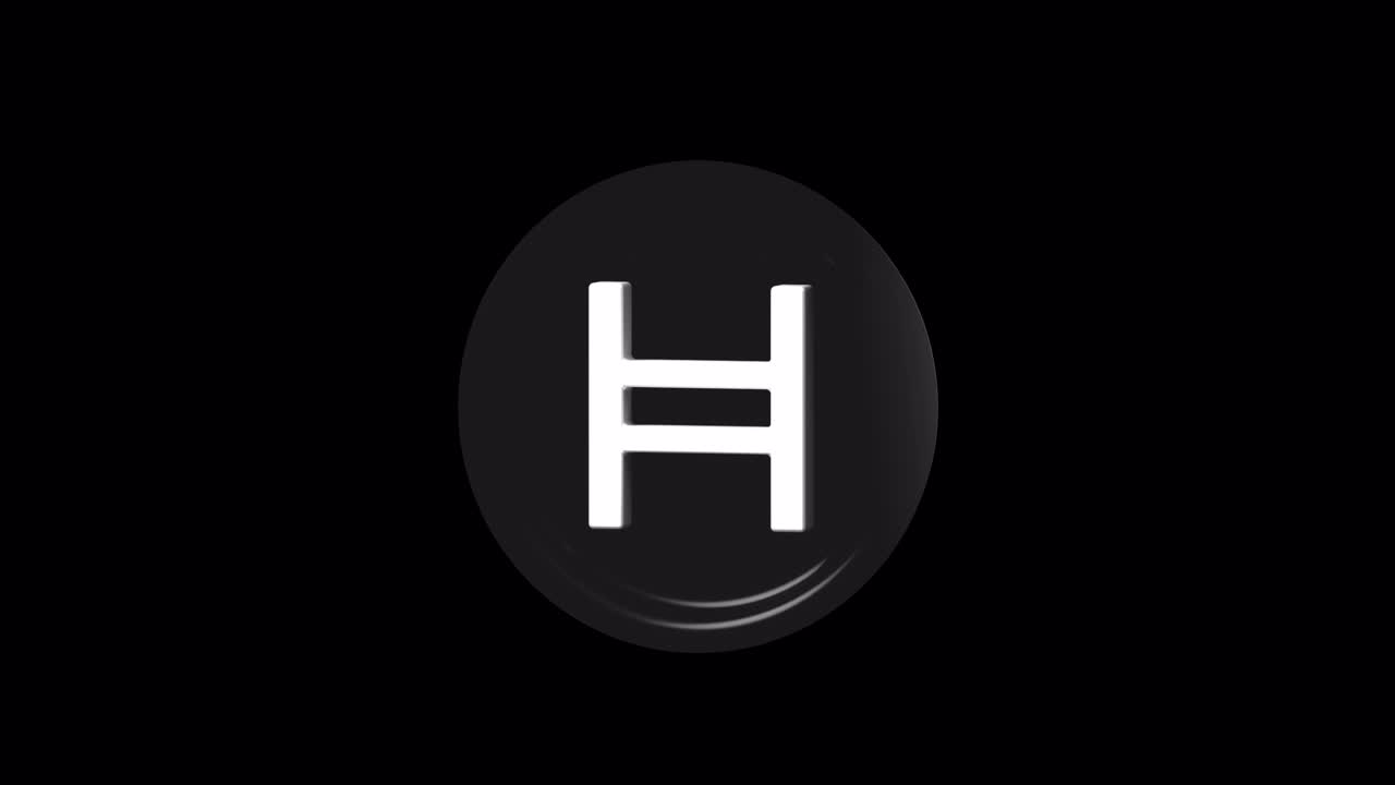 Hedera Hashgraph HBAR Cryptocurrency Logo Rotating on Black Background