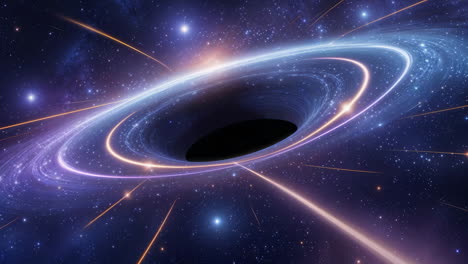 a black hole with a bright accretion disk in space