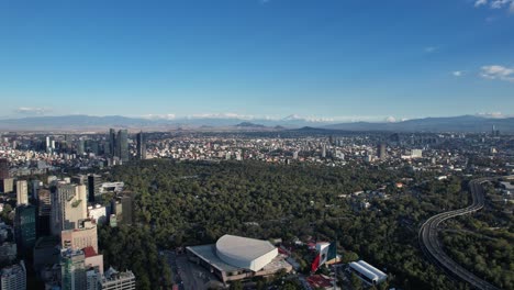 shot of chapultepec forest and volcanoes in mexico city