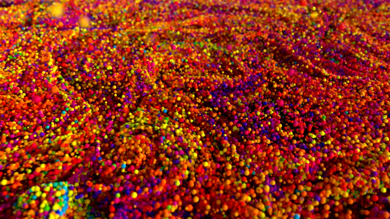 추상적인 구체들이 페인트처럼 회전하고 있습니다.