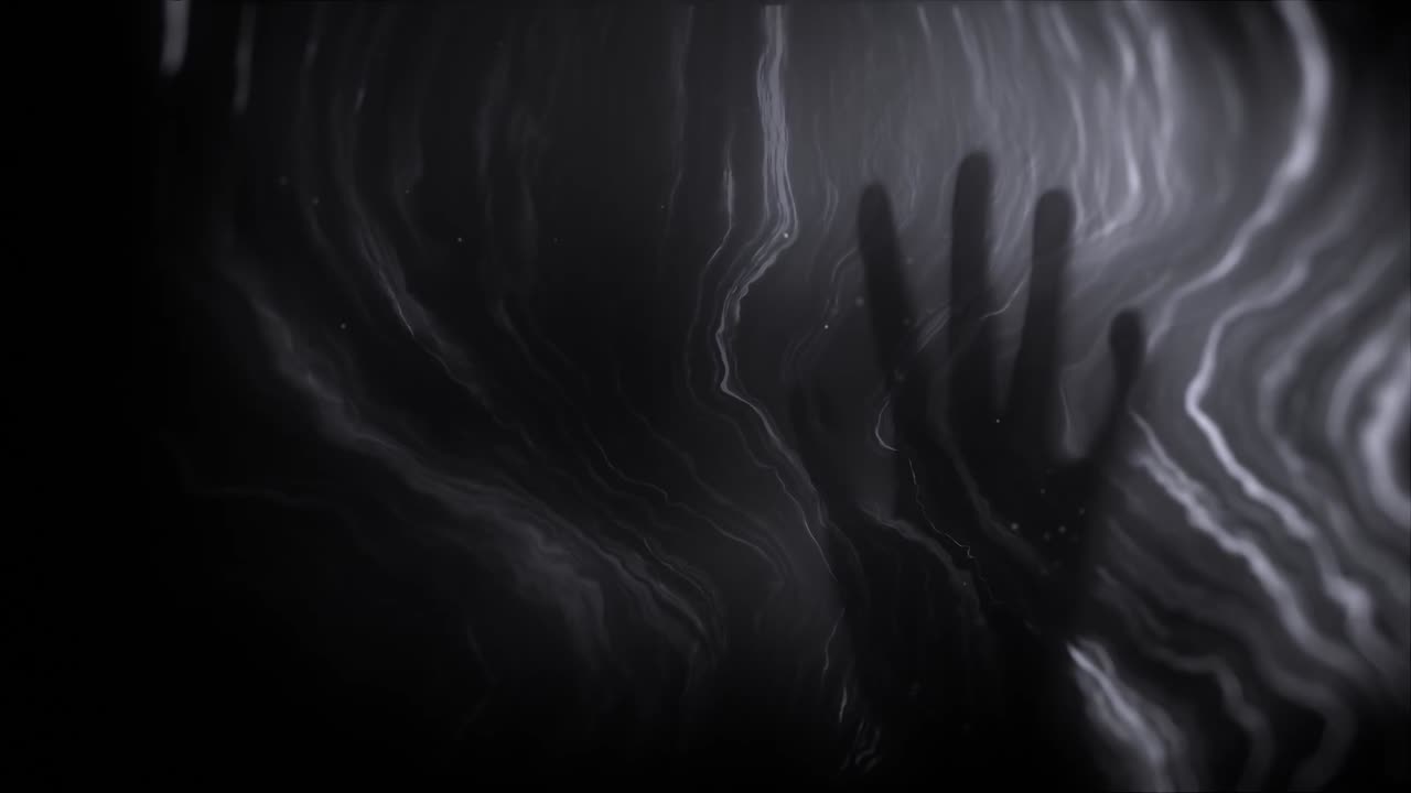 Silhouette inquietante di una mano su uno sfondo astratto scuro
