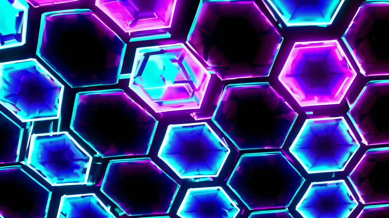 patrón hexagonal de neón abstracto