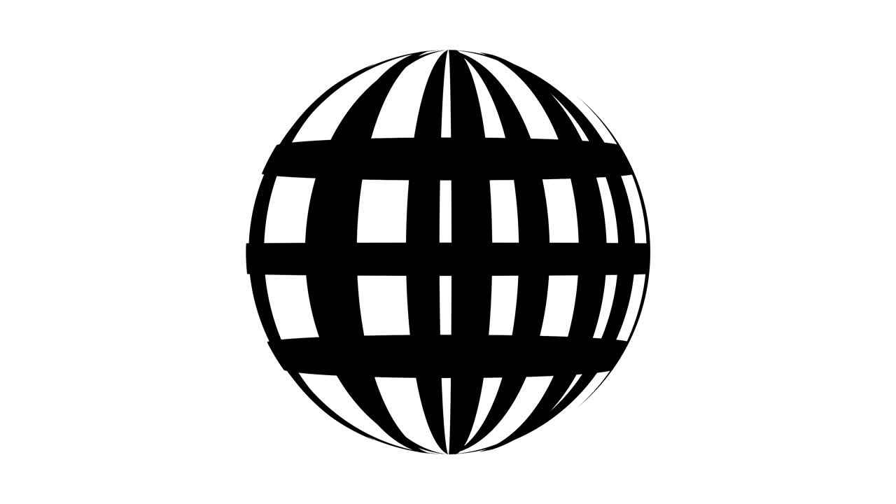 Outline world icon web design rotation on white background motion video.Web icon internet moving concept