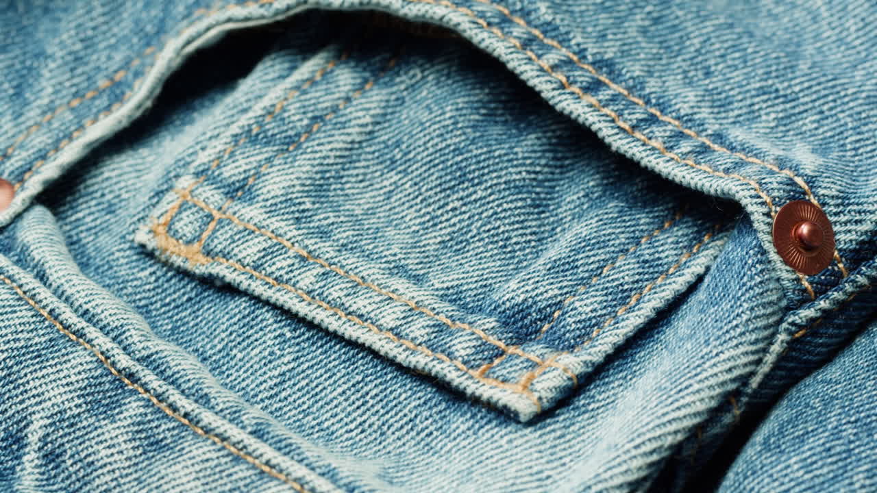 Close-up of Denim Jeans Pocket