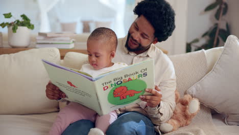 father and child reading a book together