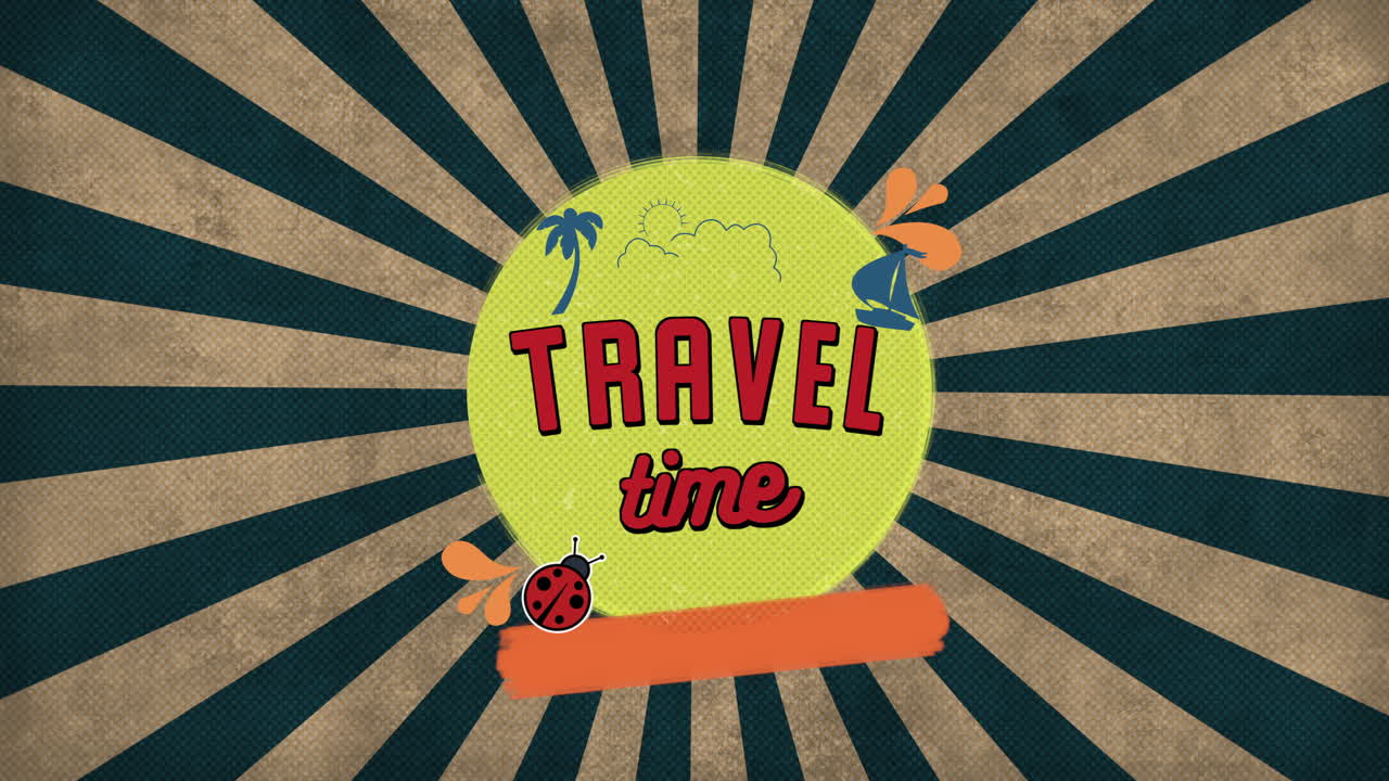 태양 광선으로 애니메이션 텍스트 여행 시간