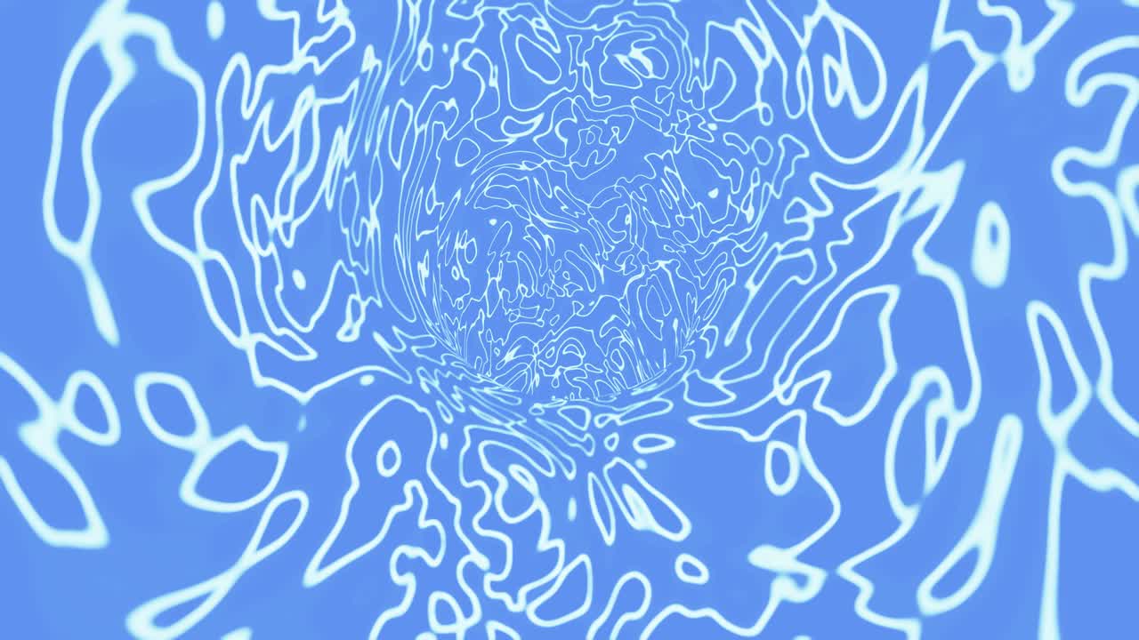 Abstract blue tunnel. Abstract water texture. Moving through tunnel. Glowing water effect.