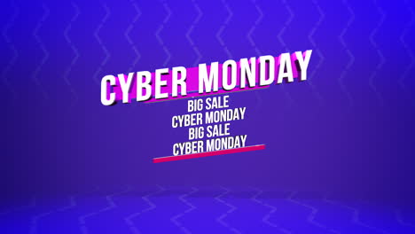 Cyber-Monday-Text-Auf-Blauem-Geometrischem-Muster-Mit-Verlaufendem-Zickzack