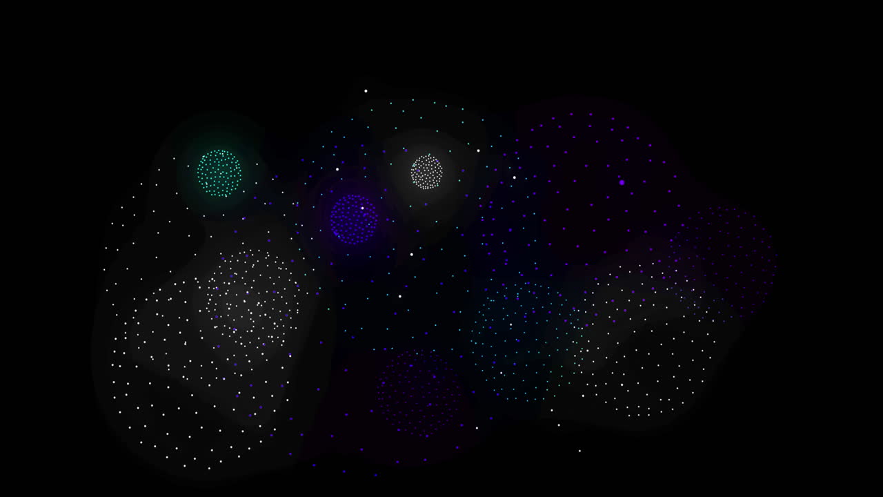 animación de bola de discoteca sobre formas y fuegos artificiales en fondo negro
