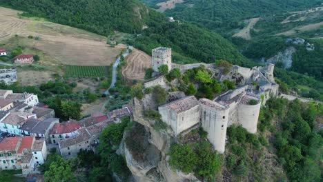 medieval rock castle from above italy