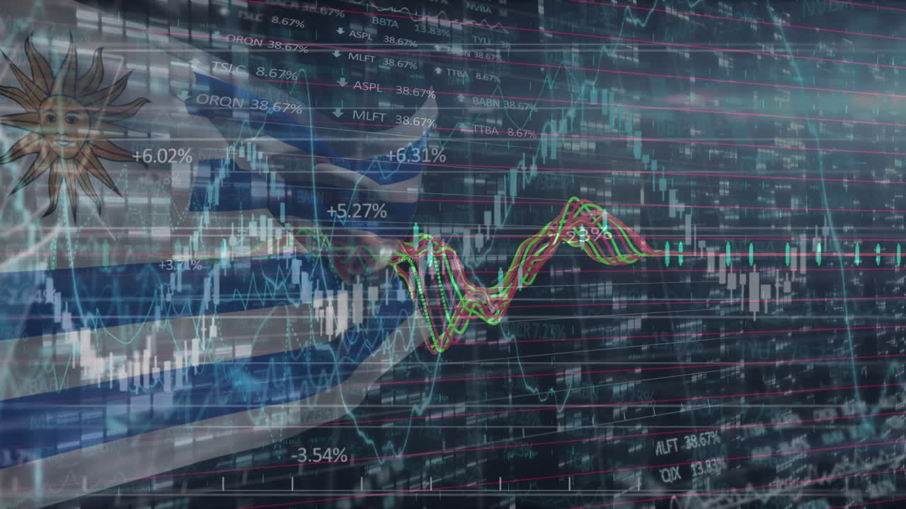 animación de gráficos y procesamiento de datos sobre la bandera de argentina sobre fondo negro