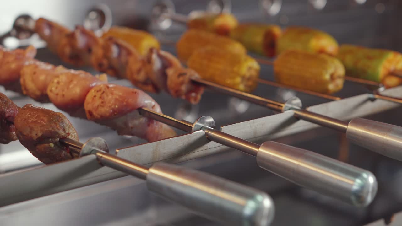 pinzones a la parrilla con pollo, maíz y verduras