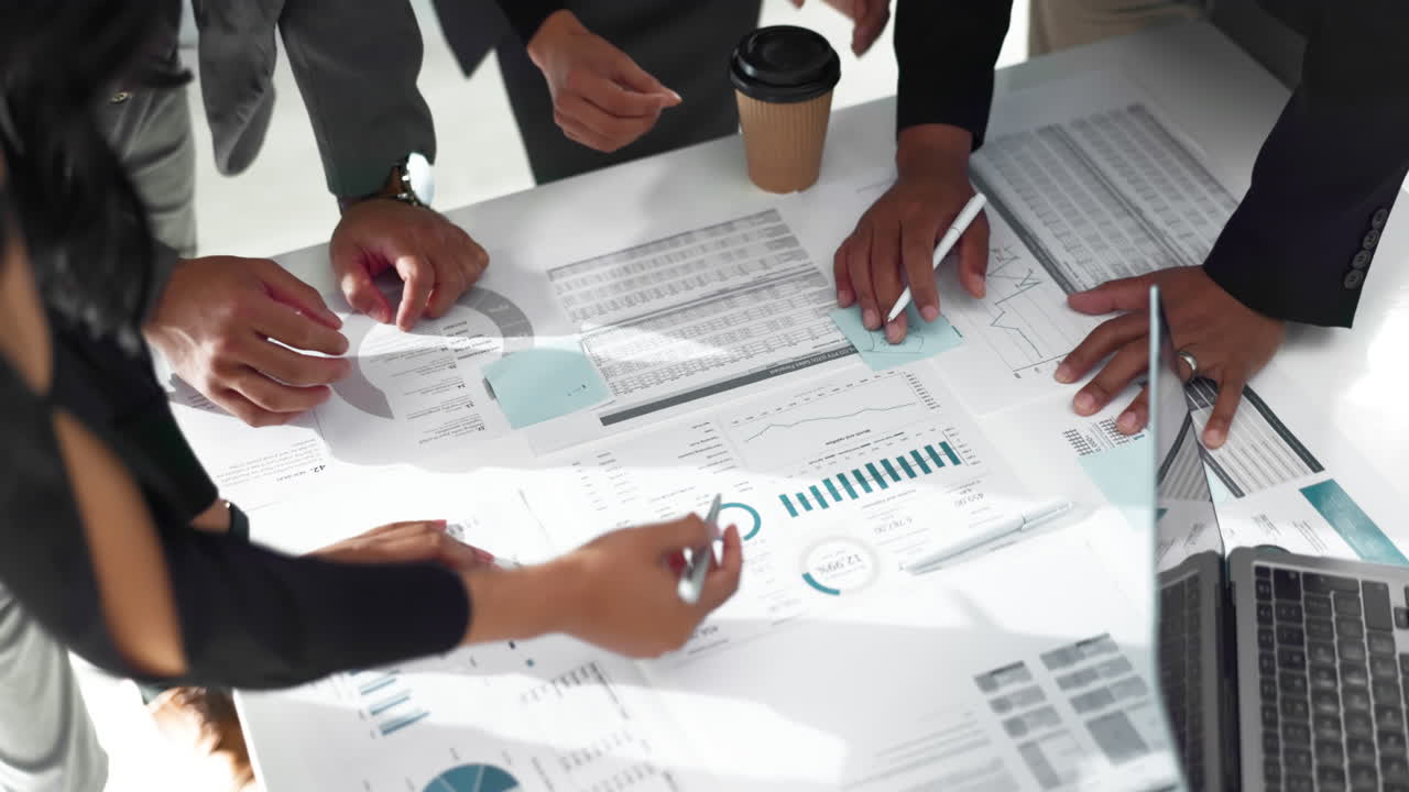 비즈니스 손, 문서 및 협업