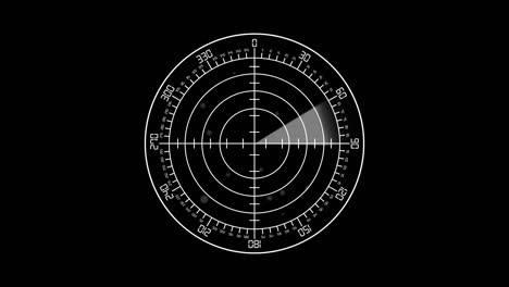 Radar-Langsamscan-In-Schwarzweiß-Mit-360-Grad-Leseanzeige-Zur-Erkennung-Eines-Objekts