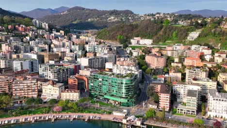 drone footage of lugano, switzerland