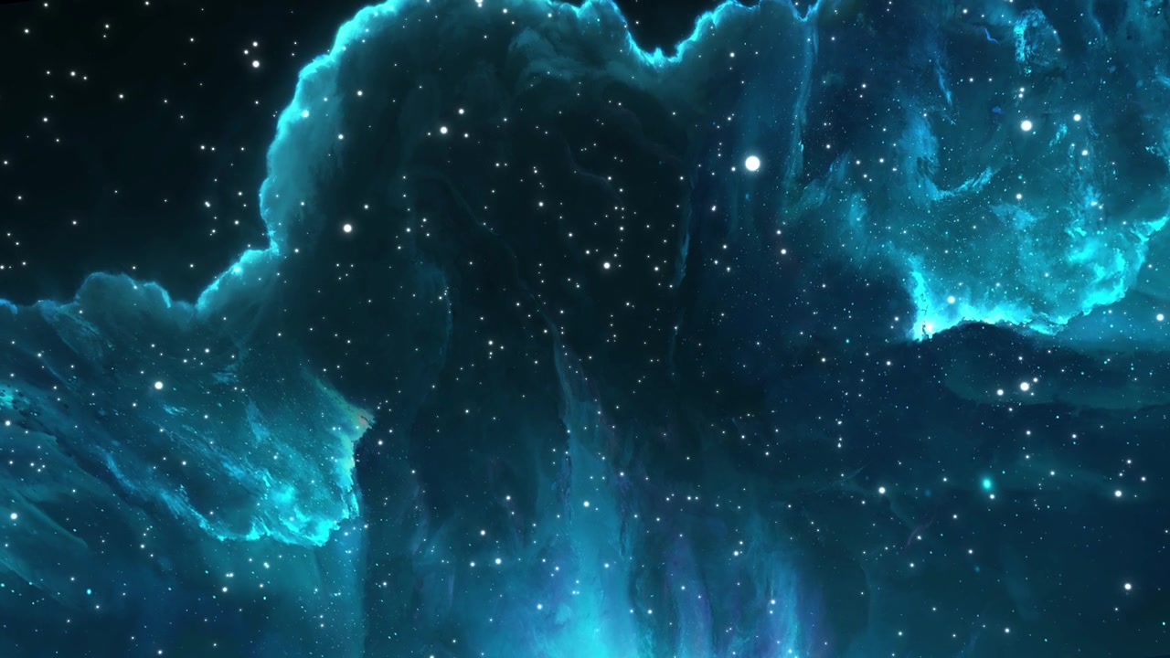 Vibrant Blue Nebula Cloud in Deep Space