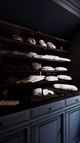 a bakery display of fresh bread