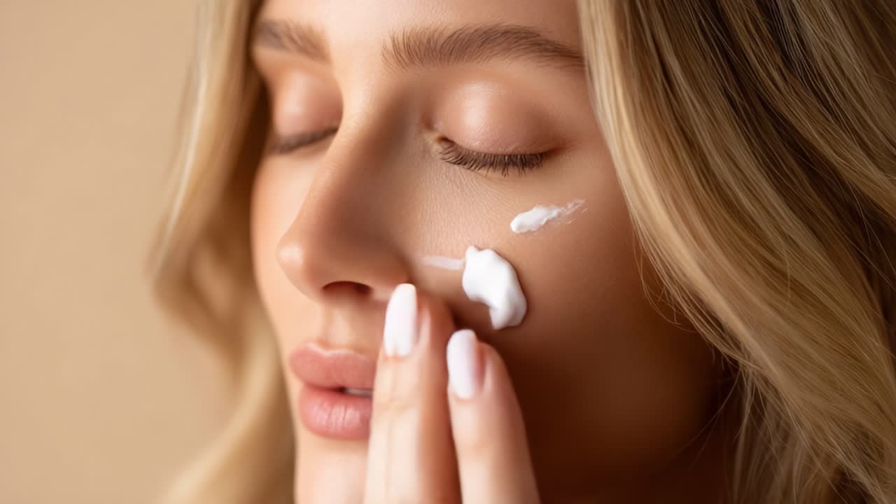 A Model Applying Skincare Cream Gently on Her Face, Emphasizing the Importance of a Daily Beauty Routine for Maintaining Healthy and Radiant Skin