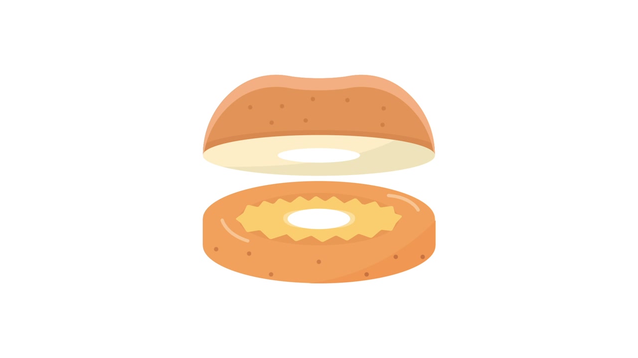 Animated Donut Assembling and Disappearing on White Background