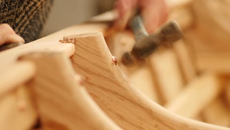 fastening seat knee using copper nail and rove traditional wood boat construction