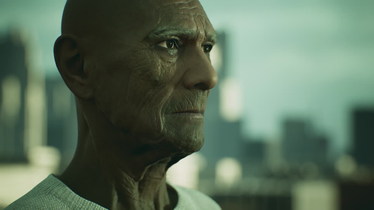 anciano asiático en la ciudad