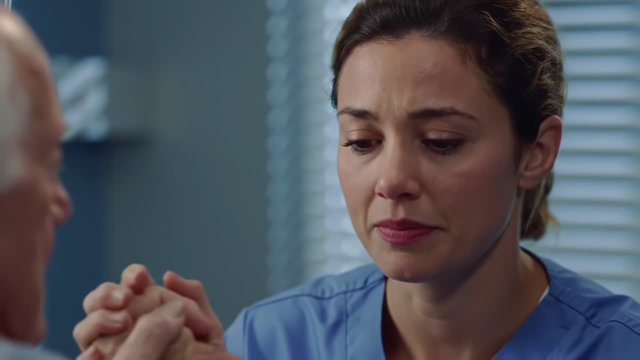 An Emotional Conversation: A Caregiver's Compassion as She Connects with Her Patient in a Heartfelt Moment of Understanding and Support