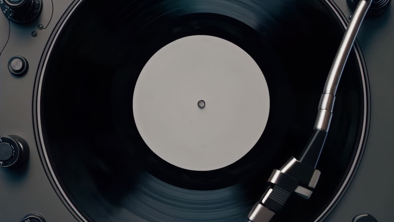 Vintage Record Player with Empty Vinyl Record