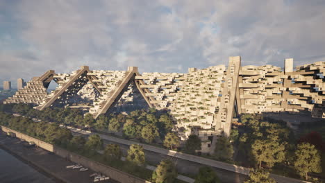 futuristic brutalist megastructure: a sustainable city design