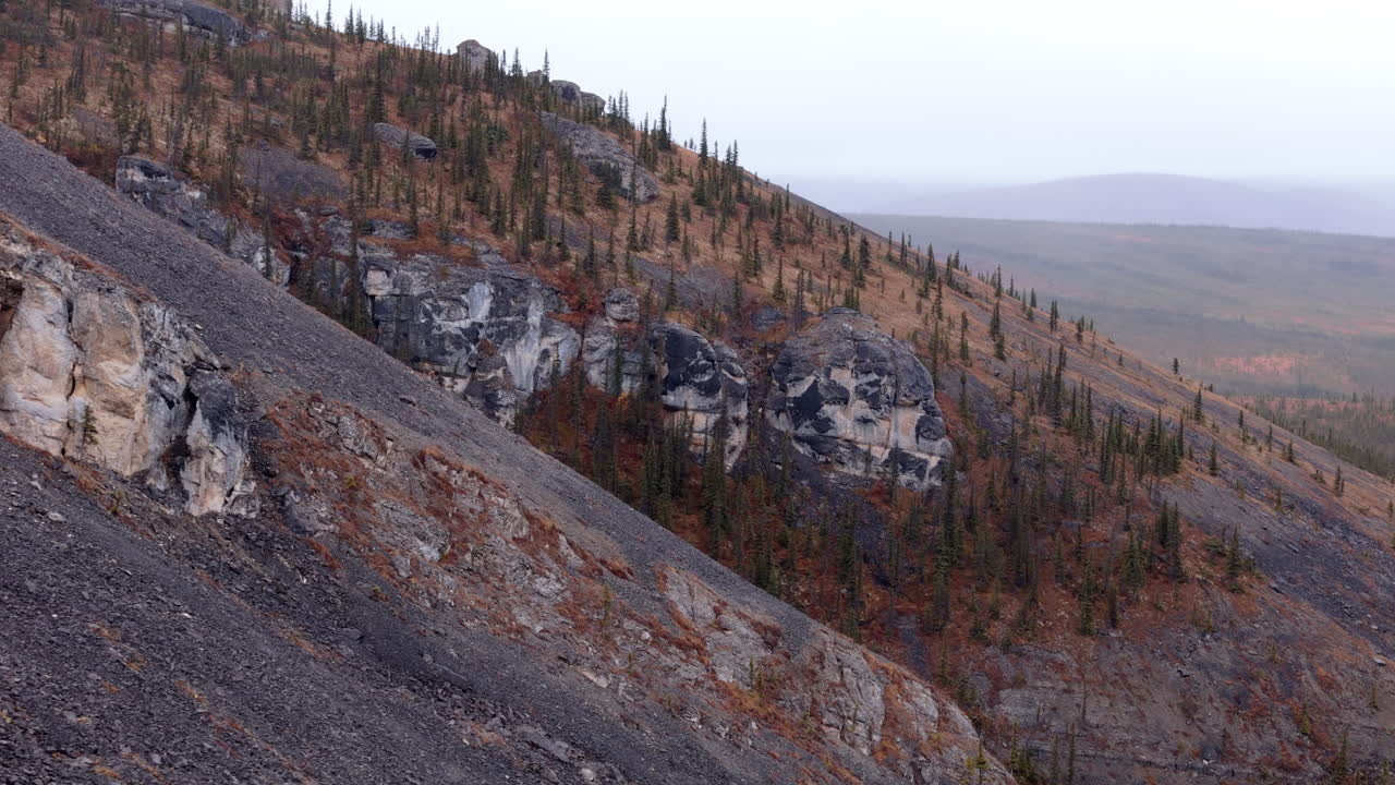 Mountains Near Engineer Creek, Dempster Highway, Yukon, Canada - Drone Shot