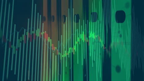 animación del procesamiento de datos financieros a través de la sala de servidores