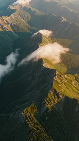 mountainous landscape with clouds and peaks