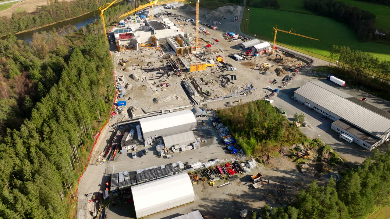 pesca industrial terrestre, proyecto de sostenibilidad alimentaria, vista aérea