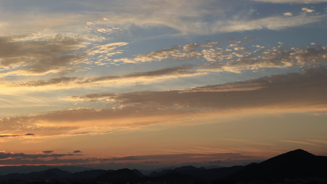 Time lapse with clouds in the sunset sky