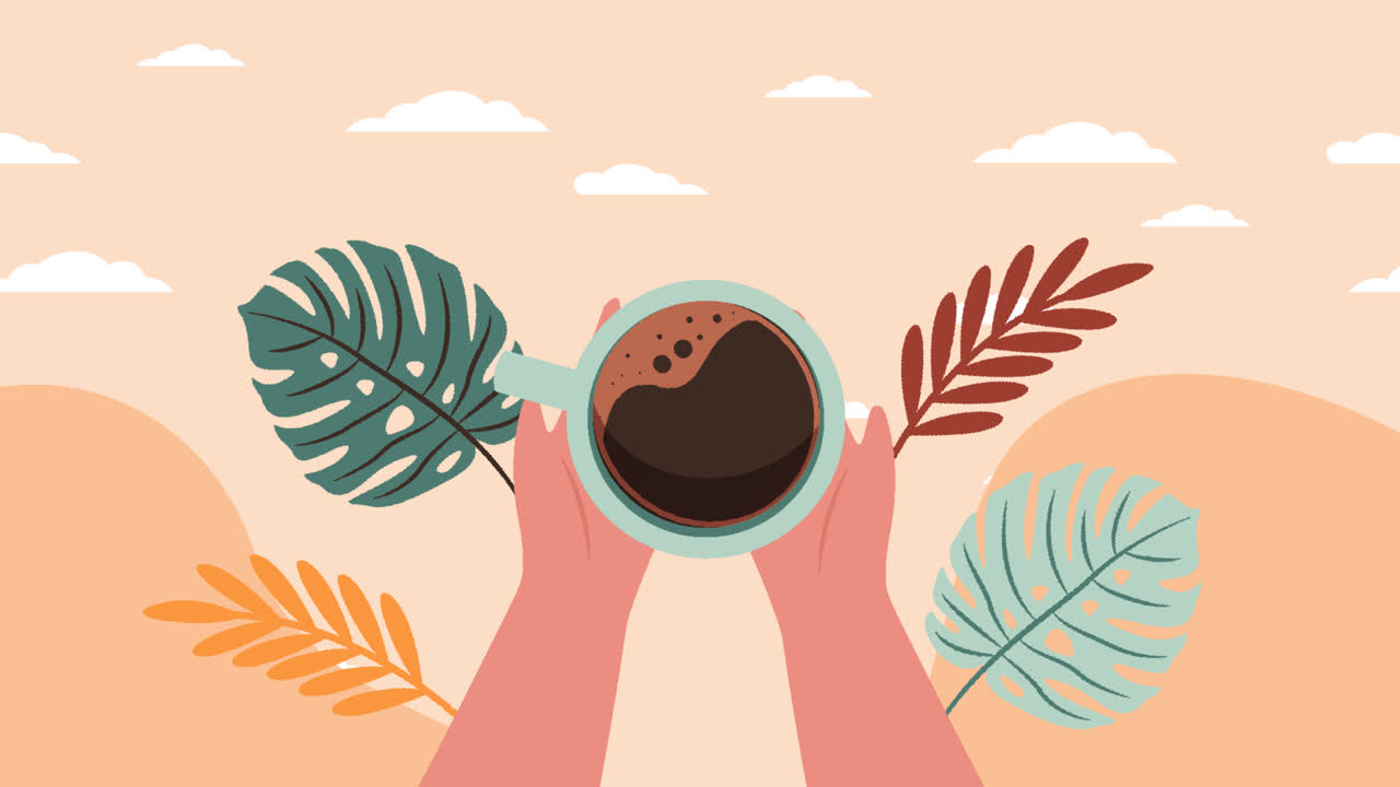 Motion Graphic of Flat illustration for international coffee day celebration