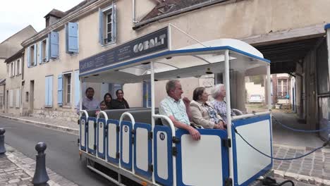 tourist train tour in a charming european town