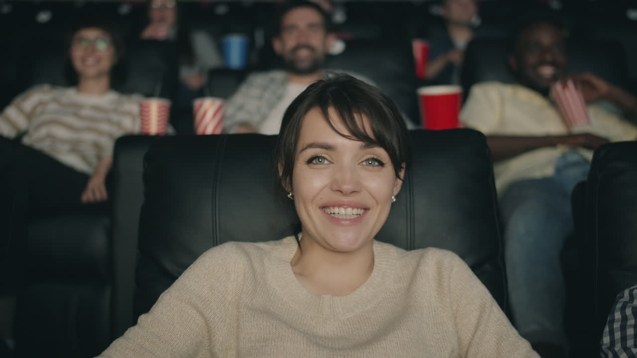 Happy Audience Watching a Movie