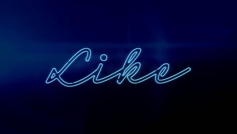 Animation-of-blue-neon-style-word-Like-flickering-on-dark-blue-background