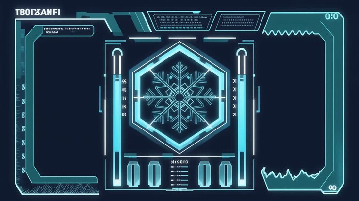 Futuristic Digital User Interface with Snowflake Icon